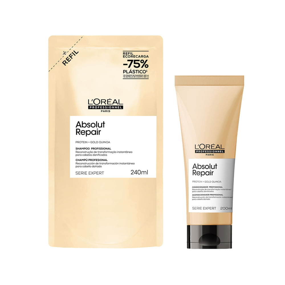 Kit L'Oréal Professionel Serie Expert Absolut Repair Gold Quinoa Shampoo 240ml + Condicionador 200ml