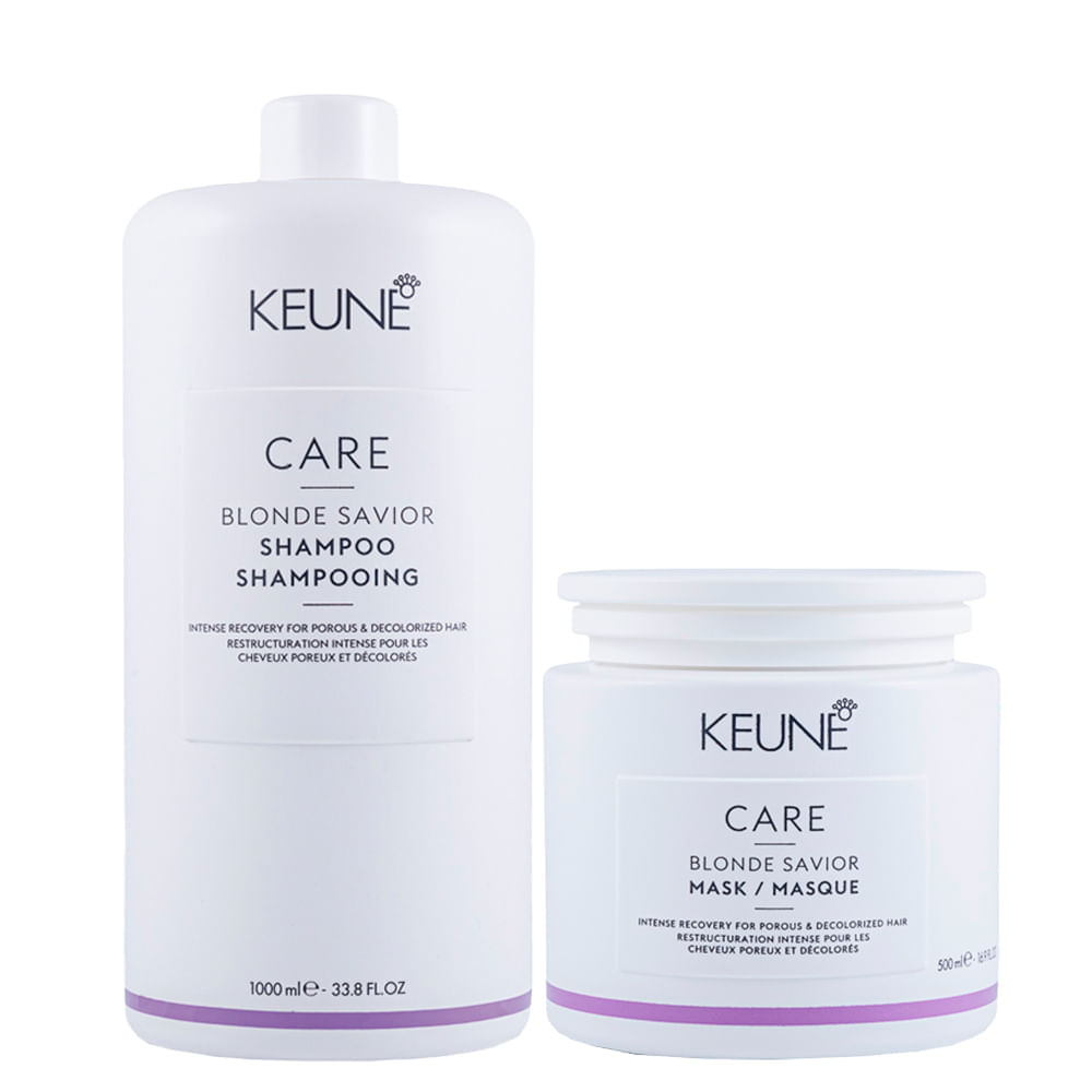 Kit Keune Cuidado Da Cor Blonde Savior Shampoo 1000ml + Máscara De Reparação 500ml