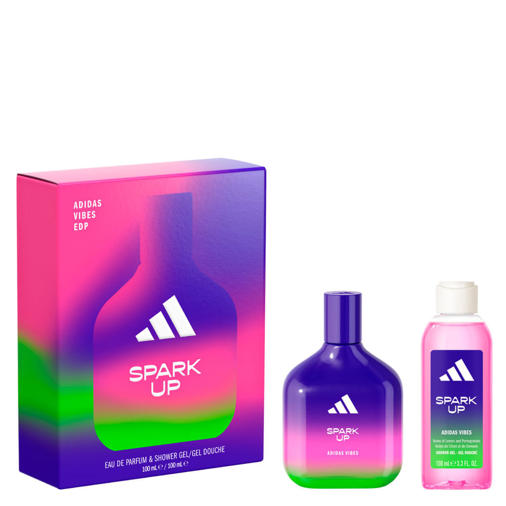 Kit Perfume Adidas Vibes Spark Up Unissex   Eau de Parfum 100ml + Gel de Banho 100ml