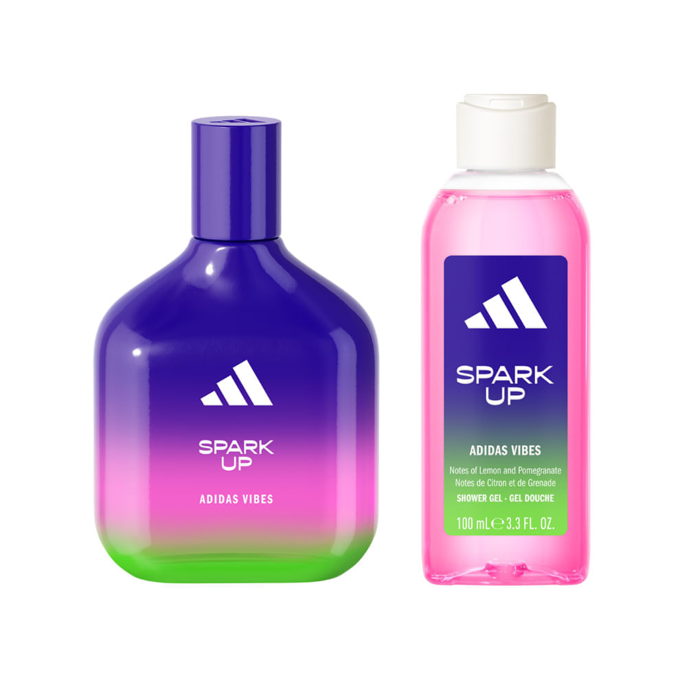 Kit Perfume Adidas Vibes Spark Up Unissex   Eau de Parfum 100ml + Gel de Banho 100ml