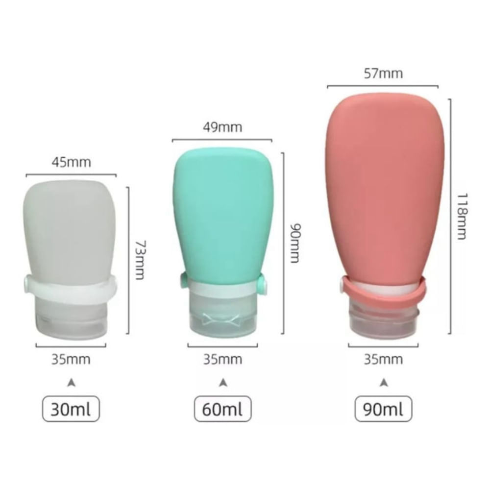 Kit 3 Frascos Silicone Porta Shampoo Creme Condicionador Sabonete líquido Antivazamento