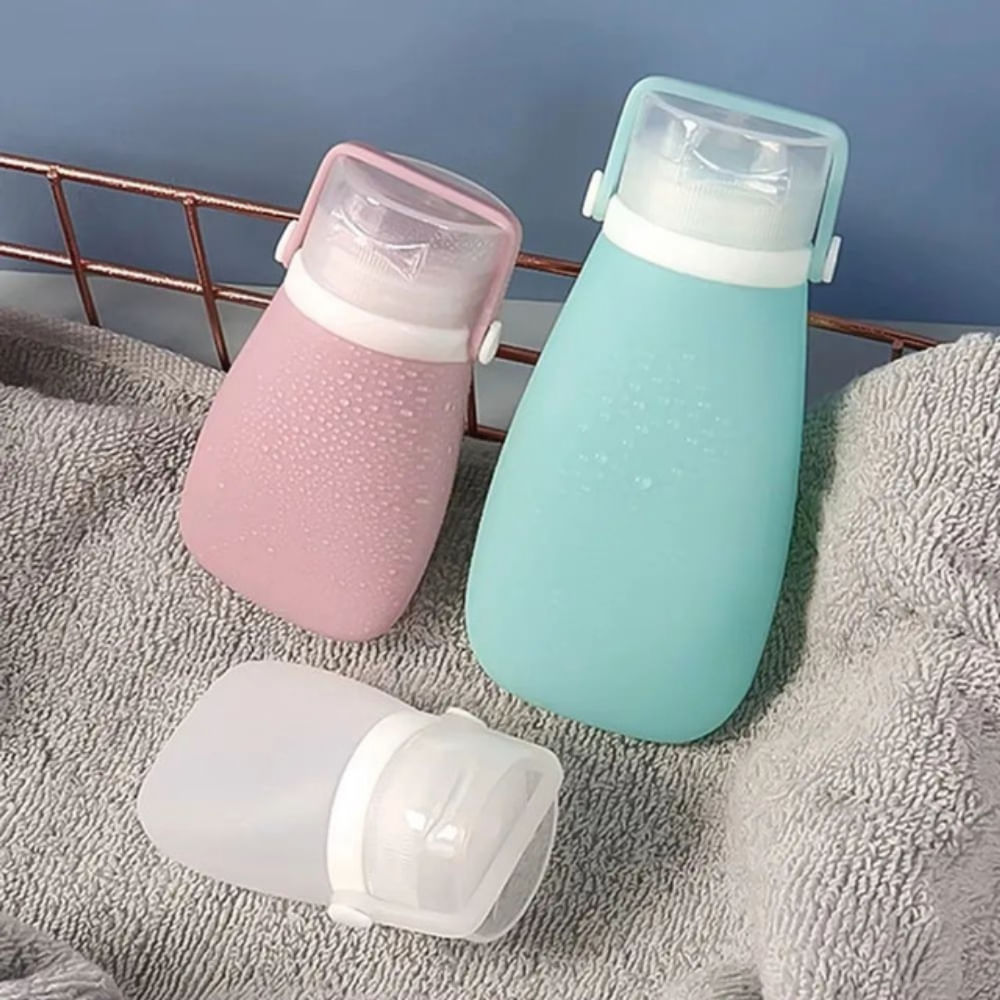 Kit 3 Frascos Silicone Porta Shampoo Creme Condicionador Sabonete líquido Antivazamento