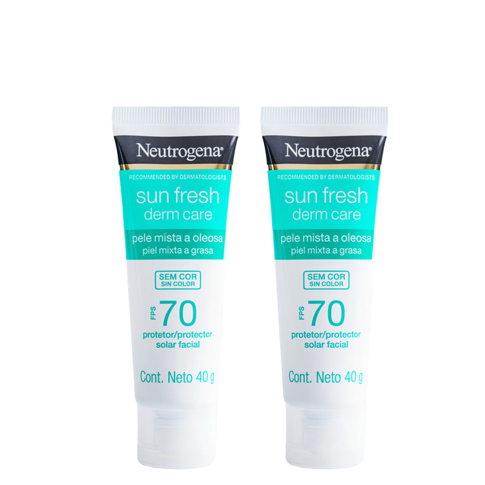 Kit Neutrogena Sun Fresh® Derm Care Protetor Solar Facial para Pele Oleosa FPS 70 40g  2 Unidades