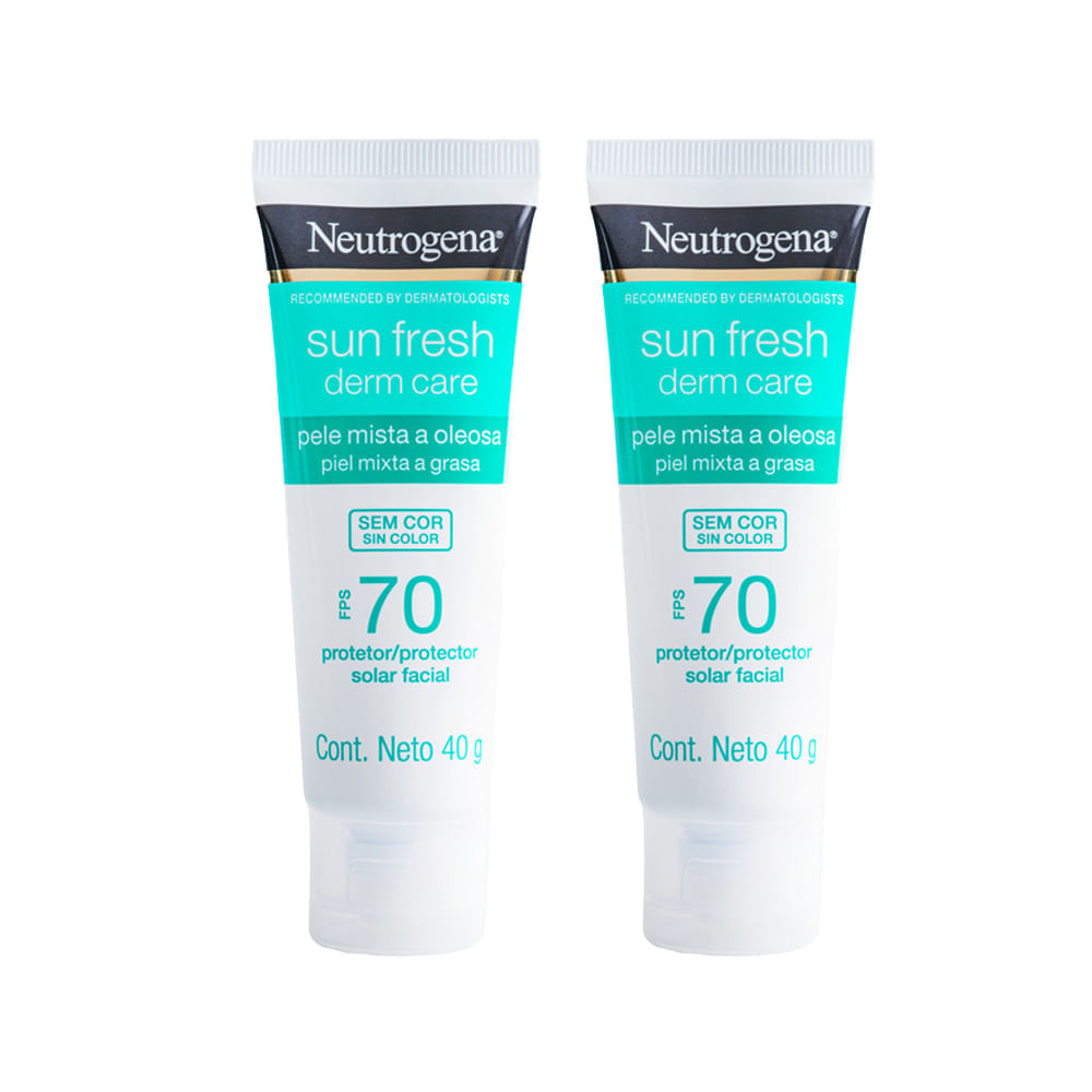 Kit Neutrogena Sun Fresh® Derm Care Protetor Solar Facial para Pele Oleosa FPS 70 40g  2 Unidades