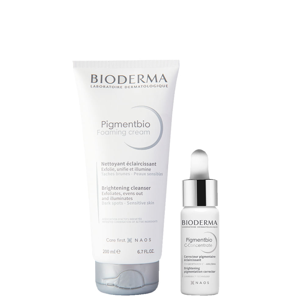 Kit Bioderma Pigmentbio Foaming Cream Sabonete Líquido Facial E Corporal 200ml + Sérum C-concentrate Facial 15ml