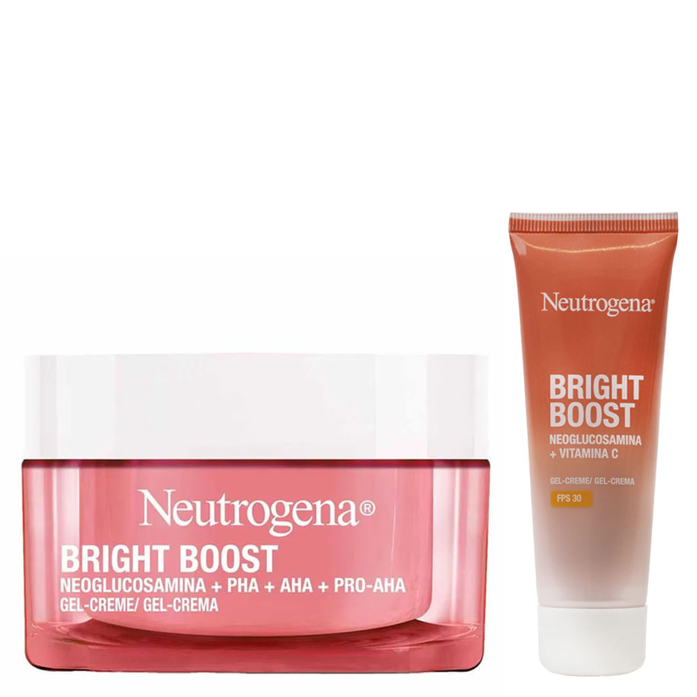 Kit Neutrogena Bright Boost Gel Creme Facial Antissinais 50ml + Gel Creme FPS 30 40g