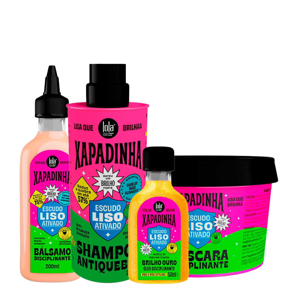 Kit Lola From Rio Xapadinha Escudo Liso Ativado Shampoo 250 Ml + Máscara 100 G + Leave-in 200 Ml + Óleo 50 Ml