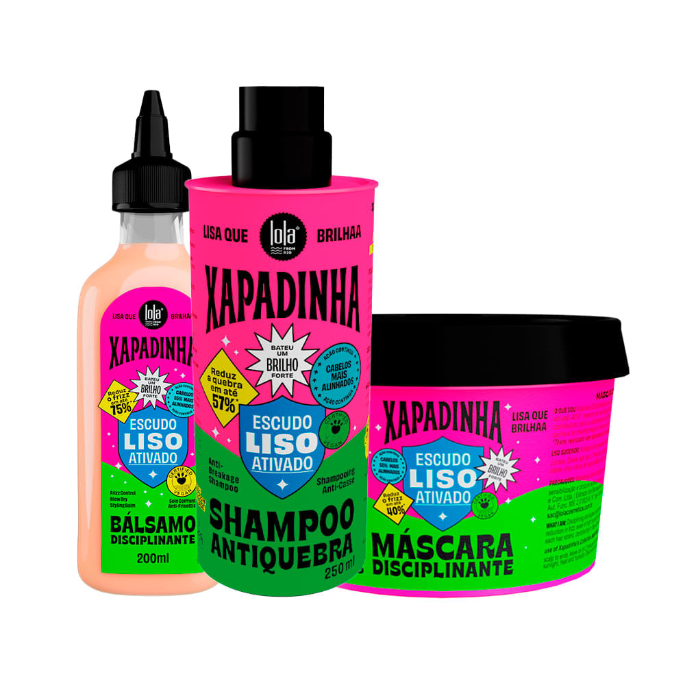 Kit Lola From Rio Xapadinha Escudo Liso Ativado Shampoo 250 ml + Máscara 100 g + Leave-In 200 ml
