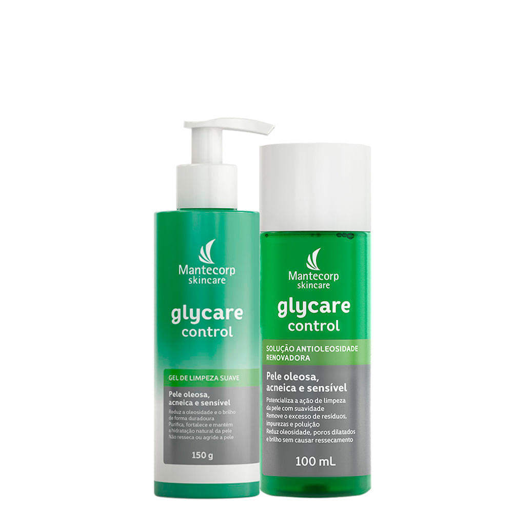 Kit Mantecorp Glycare Control Gel de Limpeza Facial 150g + Solução Antioleosidade Facial 100ml