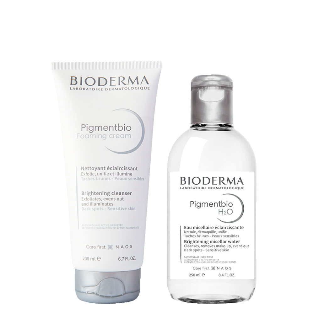Kit Bioderma Pigmentbio Foaming Cream Sabonete Facial E Corporal 200ml + Água Micelar 250ml