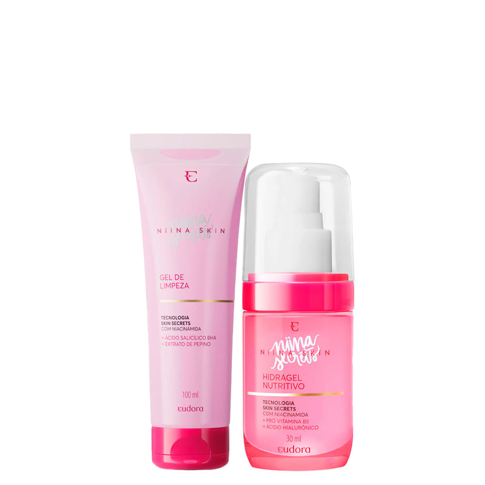 Kit Eudora Niina Secrets Skin Gel Limpeza Facial 100ml + Gel Hidratante Nutritivo 30ml