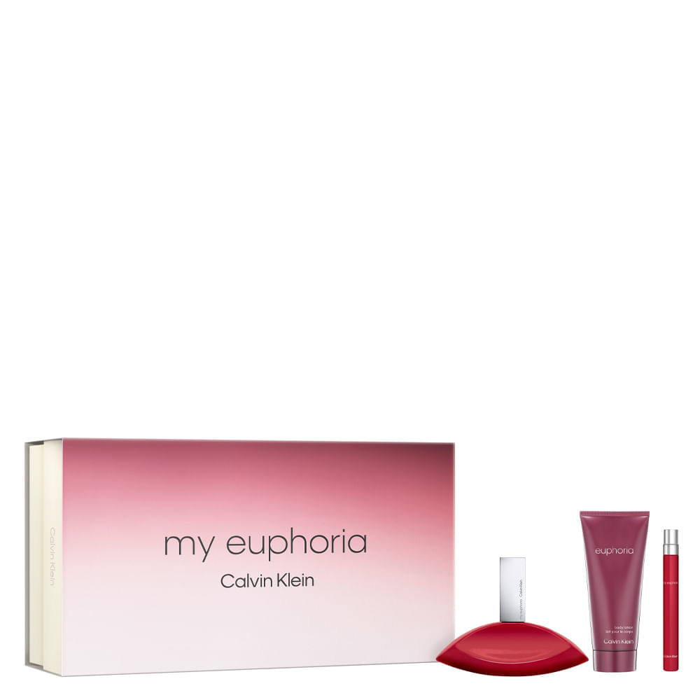Kit Perfume Calvin Klein My Euphoria Feminino Eau De Parfum 100ml + Loção Corporal 100ml + Mini 10ml