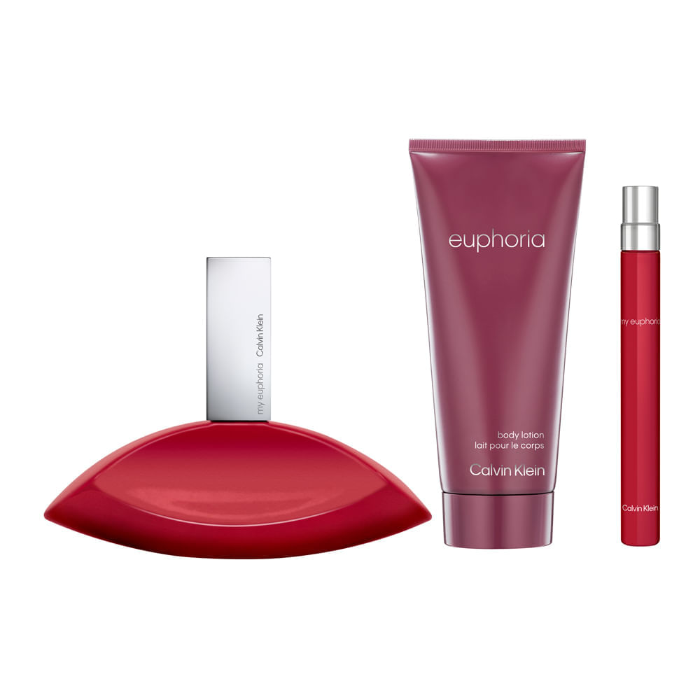 Kit Perfume Calvin Klein My Euphoria Feminino Eau de Parfum 100ml + Loção Corporal 100ml + Mini 10ml