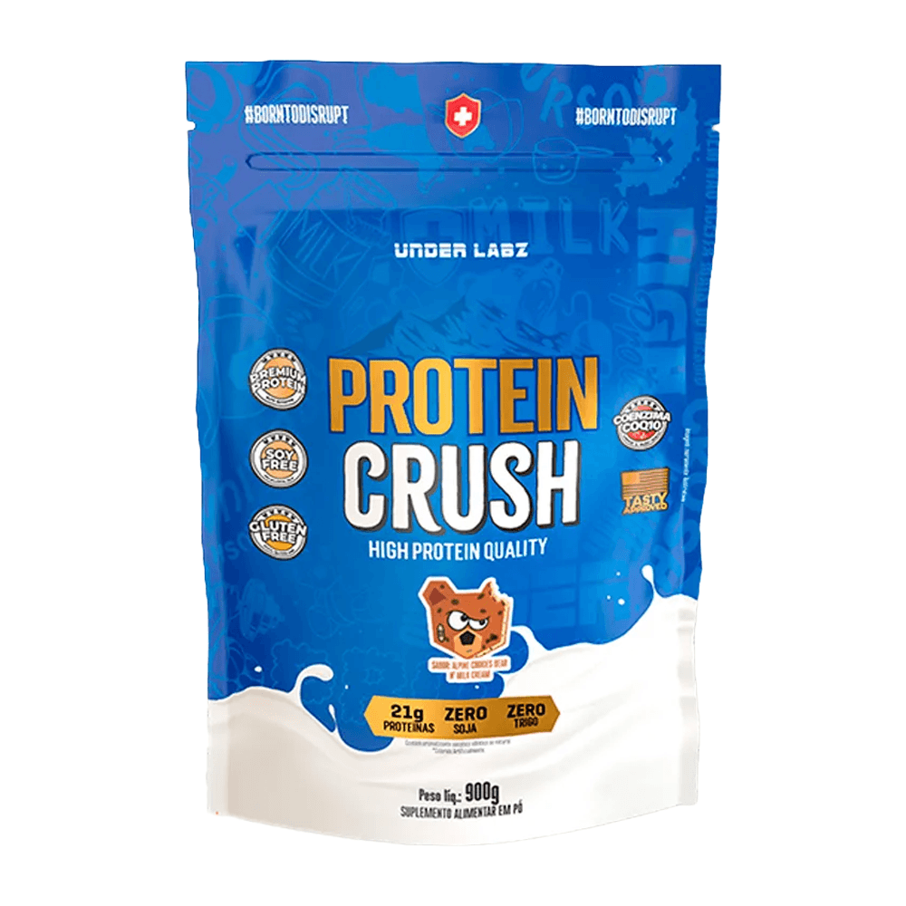 Refil Protein Crush 100% Whey Under Labz Sabor Alpine Cookies Bear Milk Cream 900g