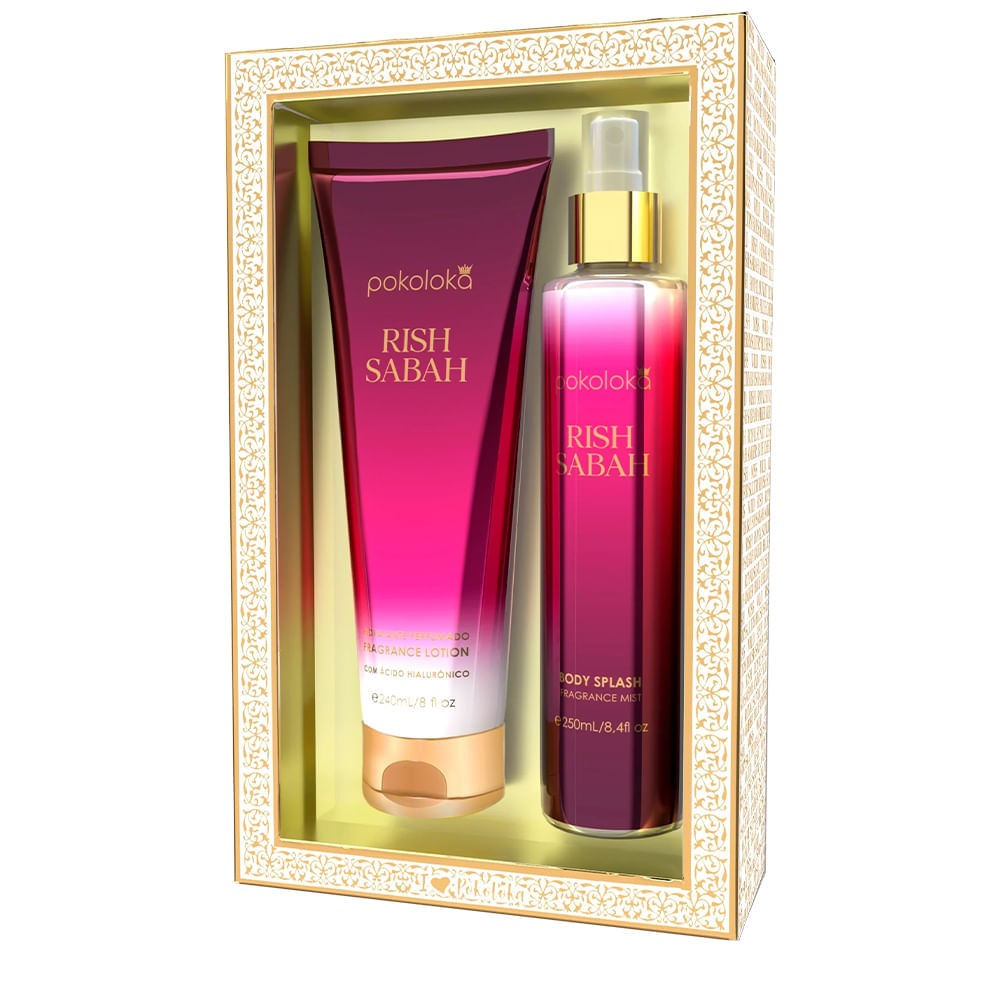 Kit Loção Body Splash Rish Sabah 250ml + Body Lotion 240ml Pokoloka