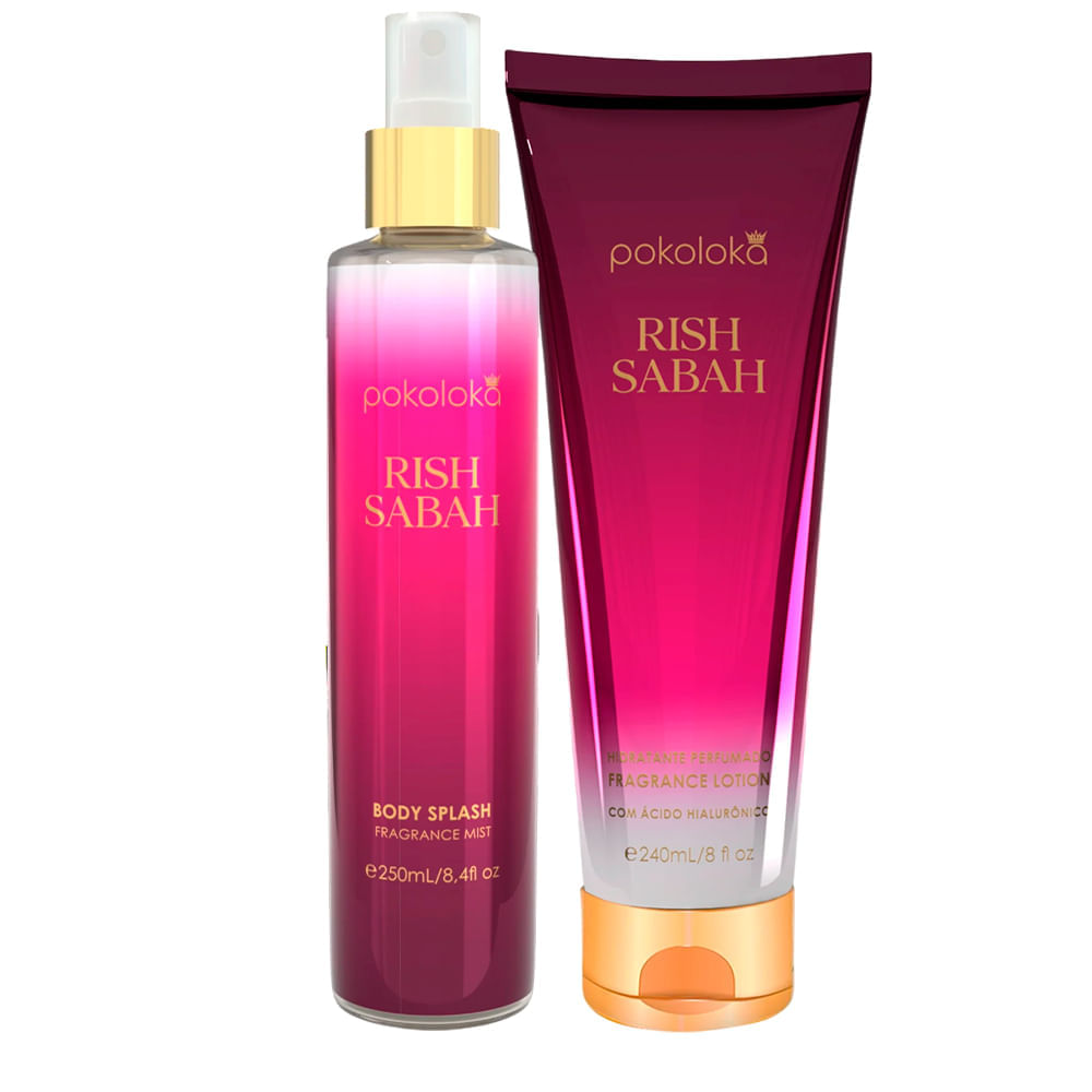 Kit Loção Body Splash Rish Sabah 250ml + Body Lotion 240ml Pokoloka