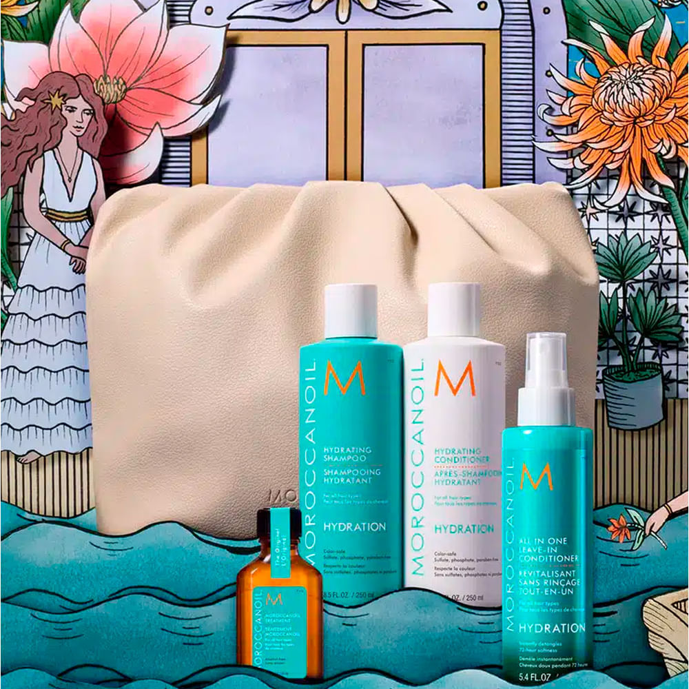 Kit Hydration Moroccanoil  Shampoo 250ml + Condicionador 250ml + Spray All in One 160ml + Óleo de Tratamento 25ml