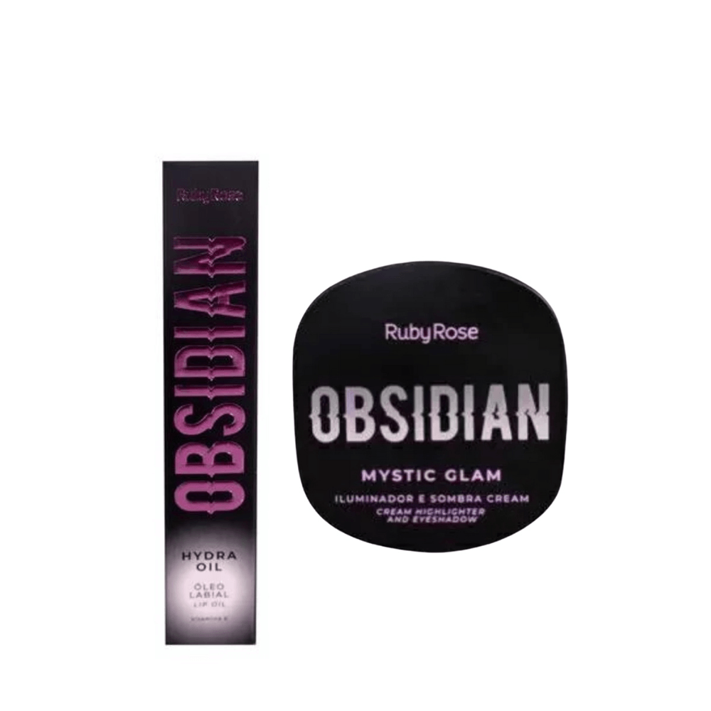 Kit Obsidian Lipoil + Iluminador Mysticglam Quartz Ruby Rose