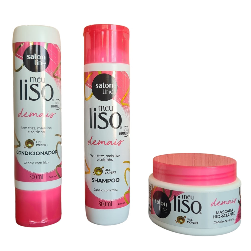 Kit Meu Liso de Mais Shampoo + Condicionador + Máscara Salon Line