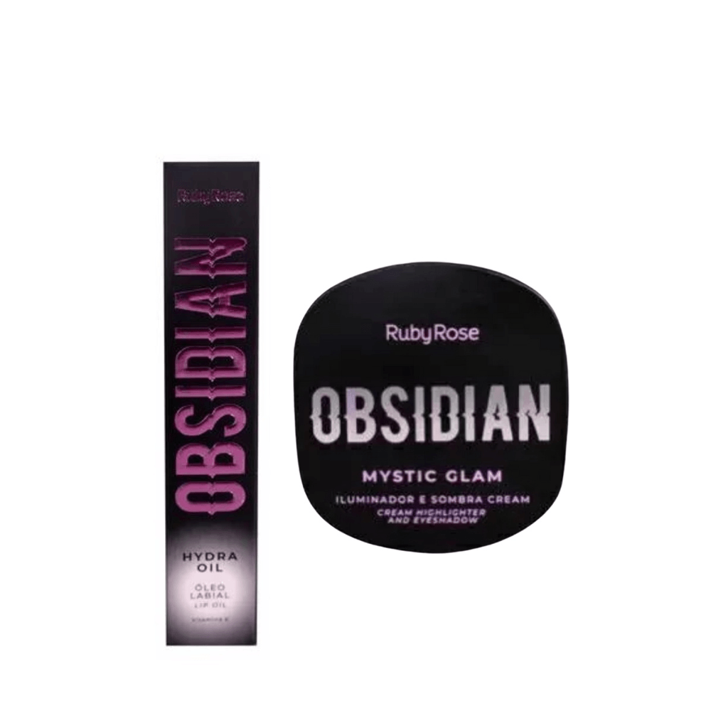 Kit Obsidian Lipoil + Iluminador Mysticglam Pearl Ruby Rose