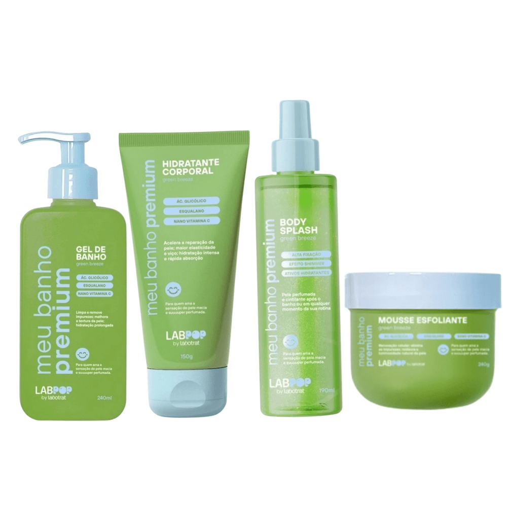 Kit Banho Premium Green Breeze Gel Banho + Hidratante + Esfoliante + Splash Labotrat