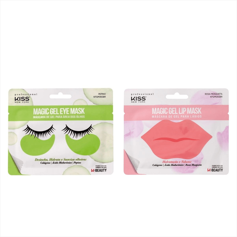Kit Máscara Magic Gel Para Olhos + Lábios Kiss Ny
