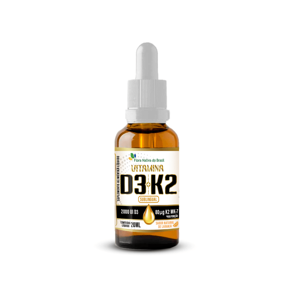 Vitamina D3 2000ui + Vitamina K2 Gotas Flora Nativa Sabor Laranja 20ml