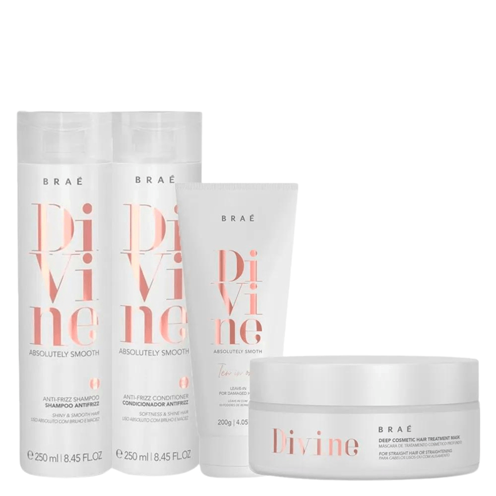 Kit Divine Antifrizz Shampoo + Cond + Masc + Leave-in Braé