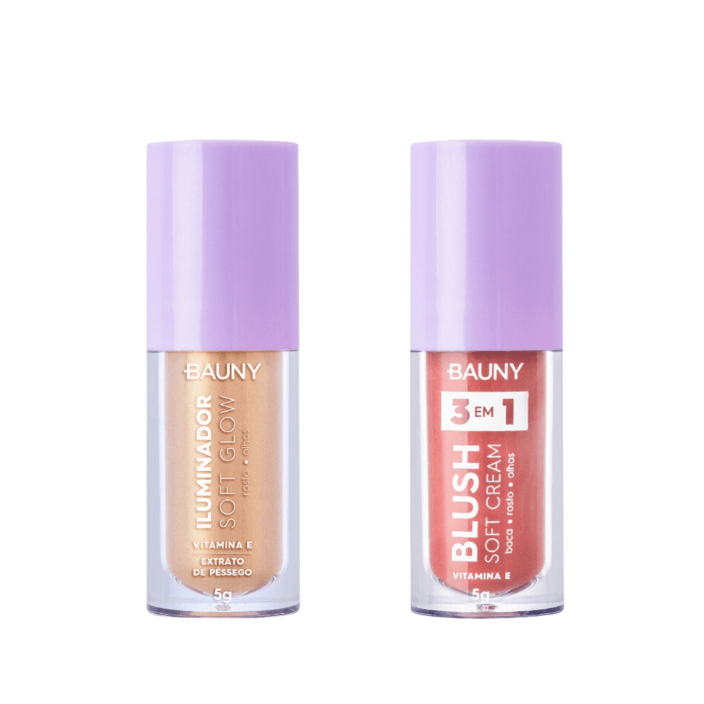 Kit Iluminador Liquido Sunshine + Blush Líquido Bauny