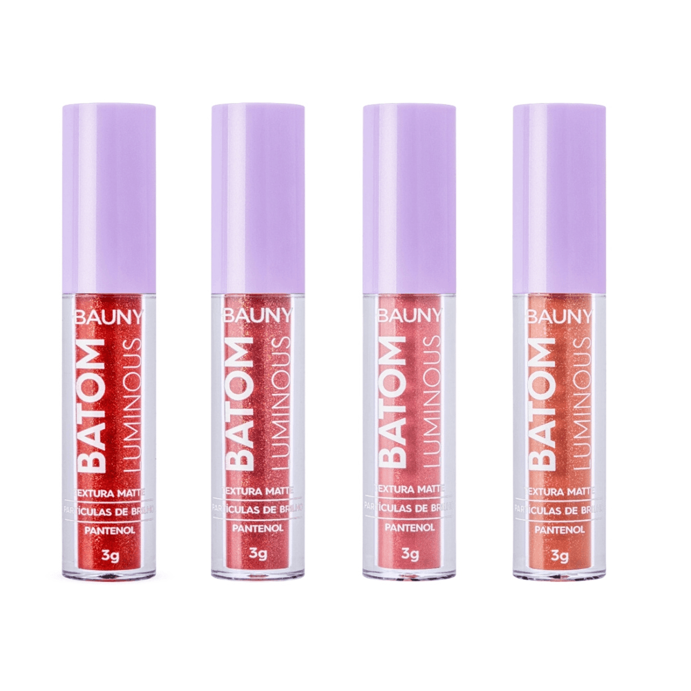 Kit Batom Líquido Luminous Cherry + Chic + Classic+ Honey Bauny