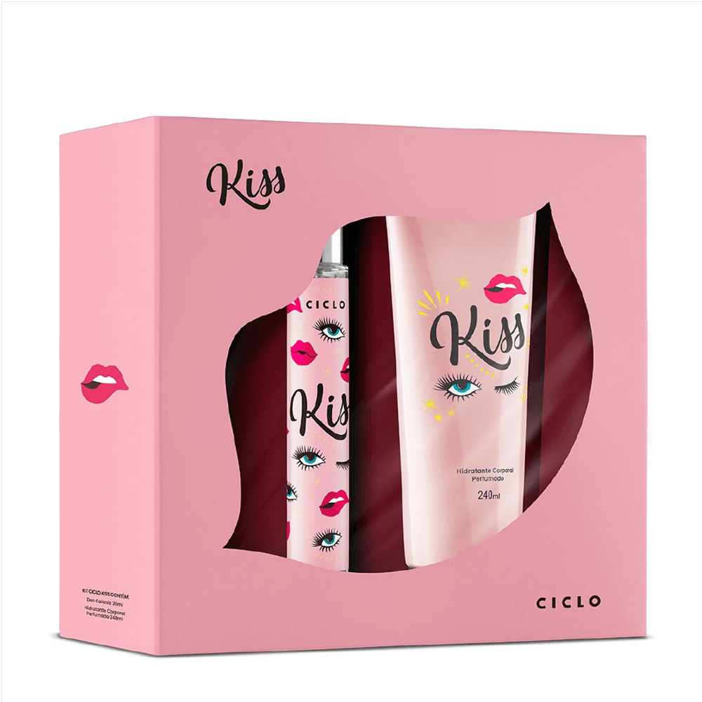 Kit Kiss Deo Colônia 30ml + Loção Hidratante Ciclo 240ml