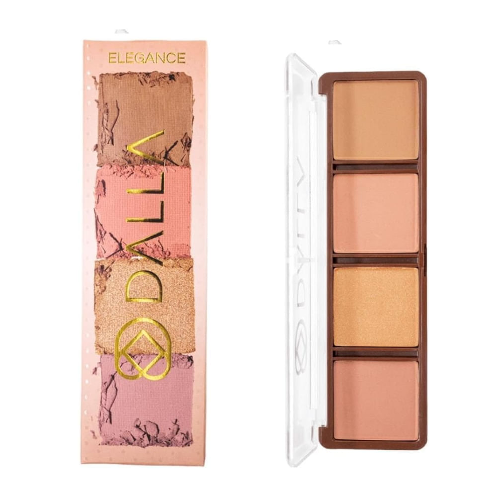 Paleta De Blush Contorno E Iluminador Elegance Dalla