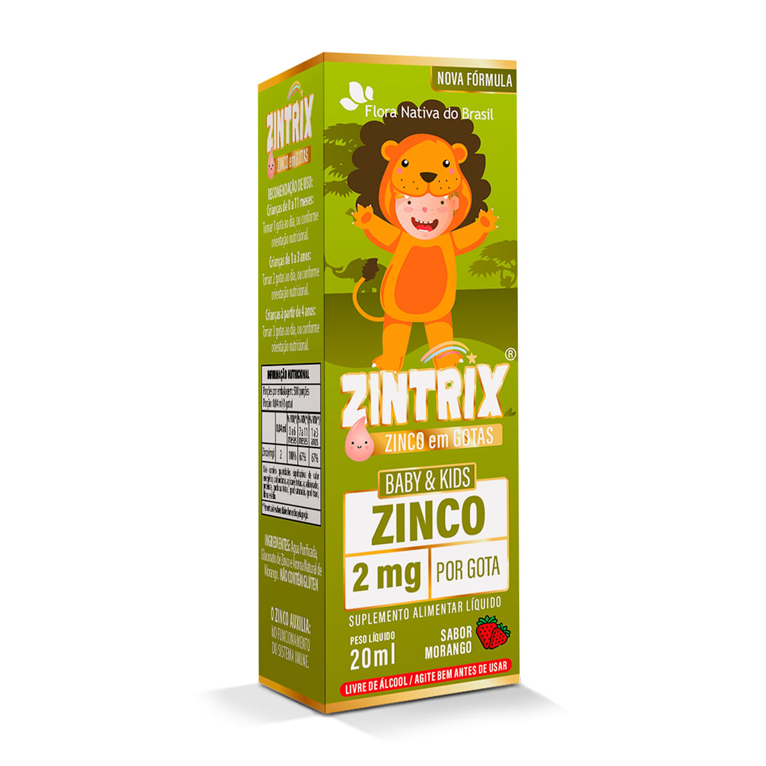 Zintrix em gotas Flora Nativa Sabor Morango 20ml