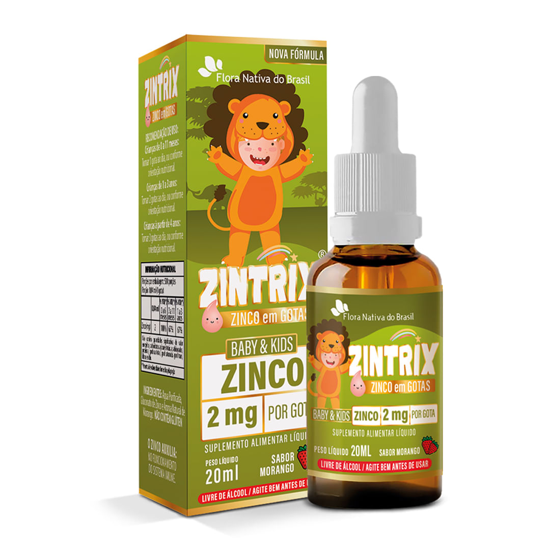 Zintrix em gotas Flora Nativa Sabor Morango 20ml