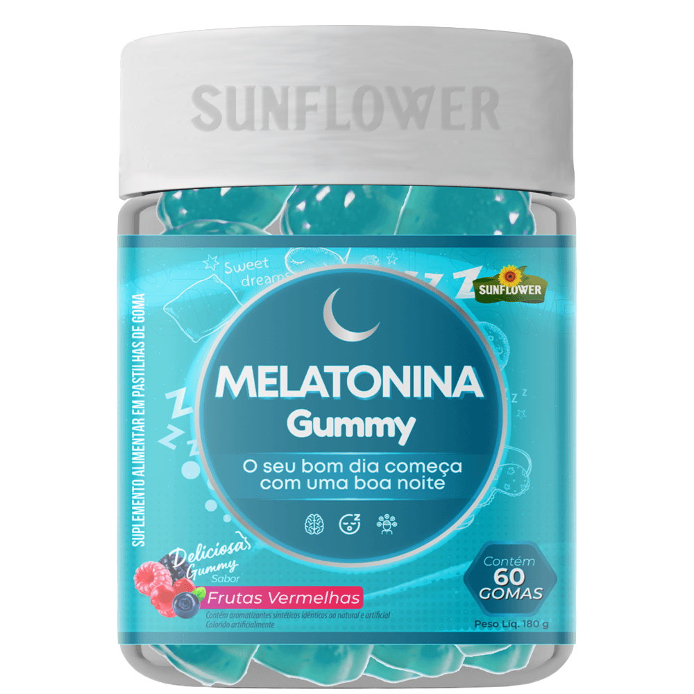 Melatonina Sabor Frutas Vermelhas Sunflower 60 Gomas