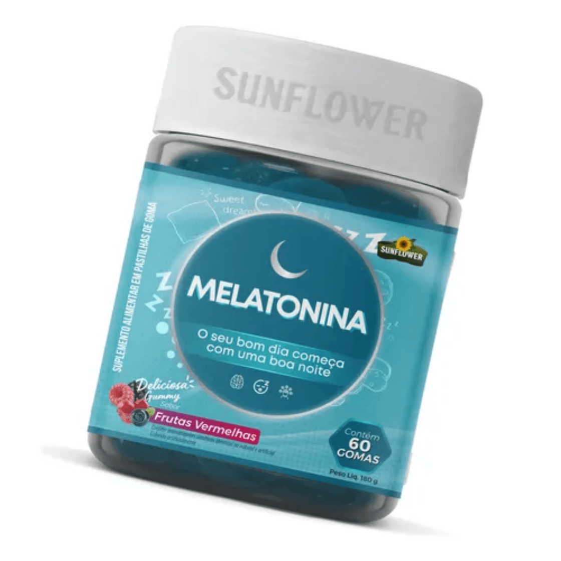 Kit 2 Melatonina Gummy Sabor Frutas Vermelhas Sunflower 60 Gomas