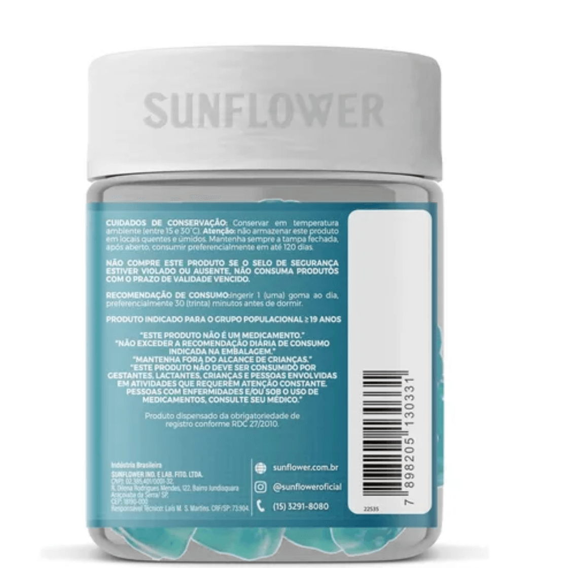 Kit 2 Melatonina Gummy Sabor Frutas Vermelhas Sunflower 60 Gomas