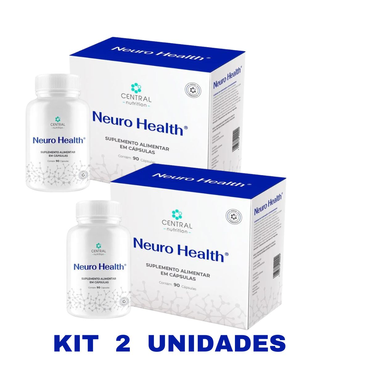 Kit 2 Neuro Health® Suplemento Vitaminas Memória 90 Cápsulas