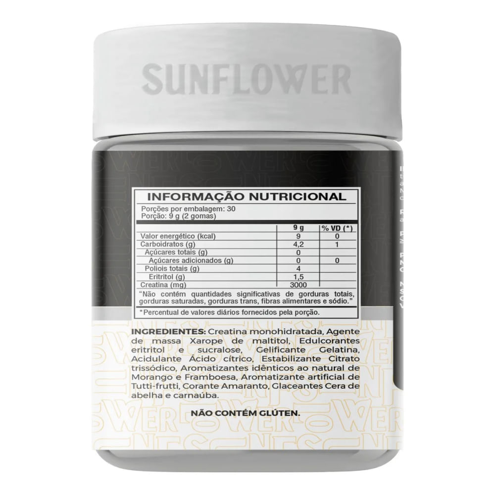 Creatina Monohidratada Gummy Gomas Sunflower Sabor Bubblegum 60 Unidades