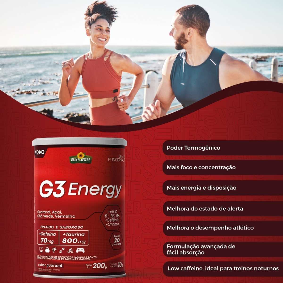 Aminnu® Tradicional Central Nutrition Sabor Tangerina 10g 30 Sachês + G3 Energy Cafeína Taurina Pré Treino
