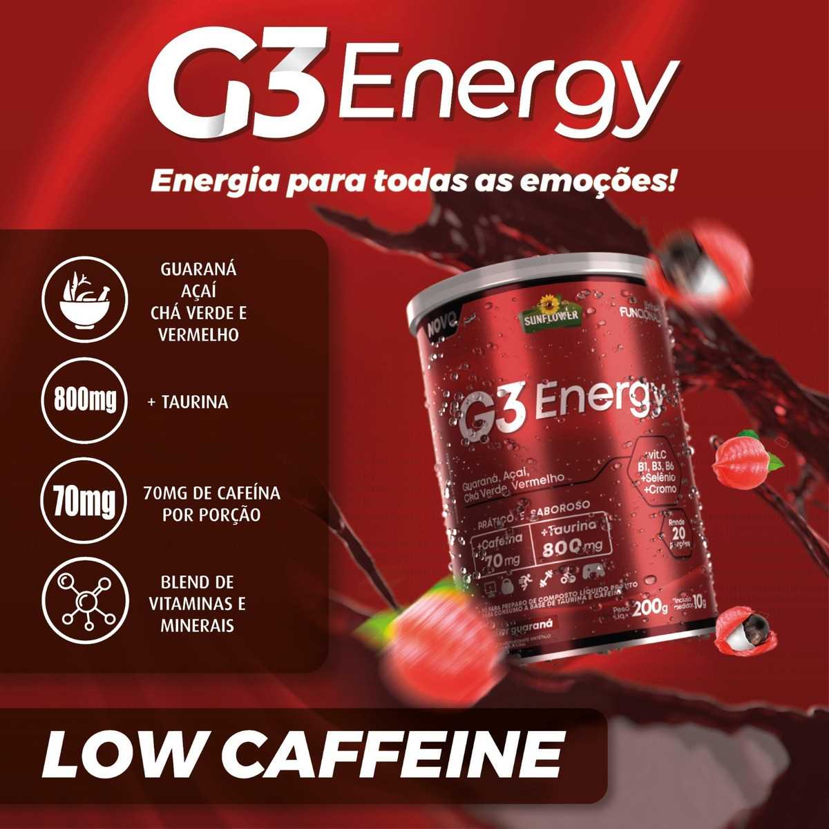 Aminnu® Sem Xilitol Central Nutrition Sabor Tangerina 10g 30 Sachês + G3 Energy Cafeína Taurina Pré Treino