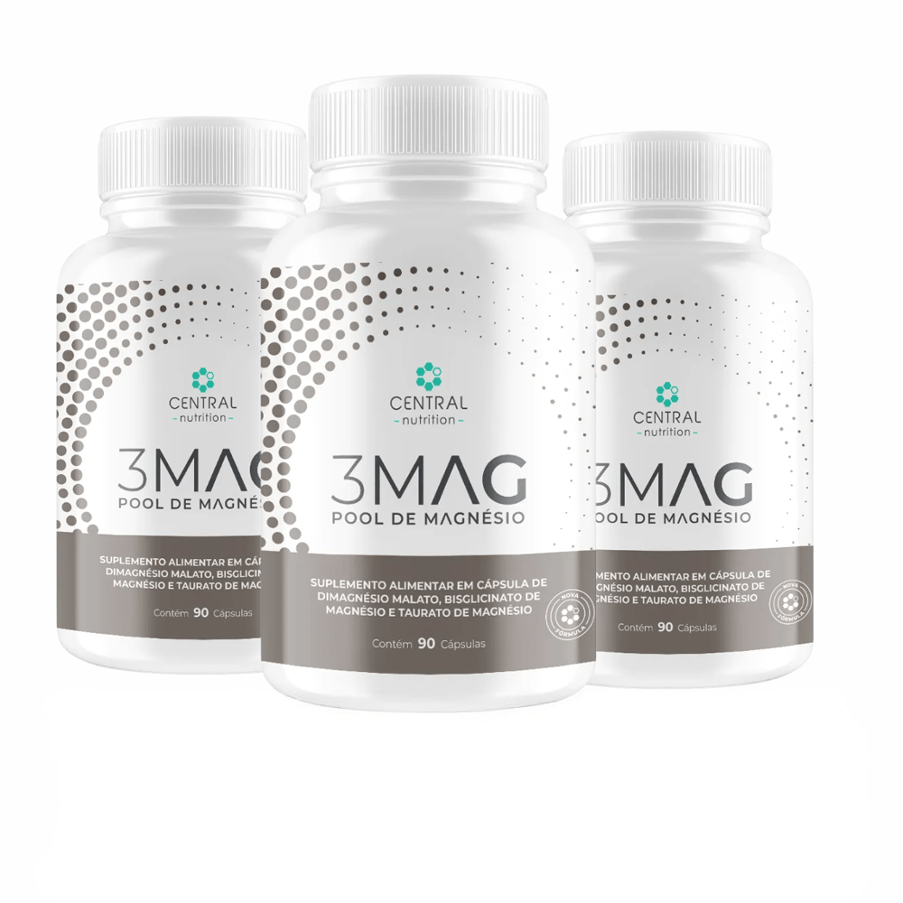 Kit 3 Mag Magnesio Quelato Taurato Dimalato Central Nutrition