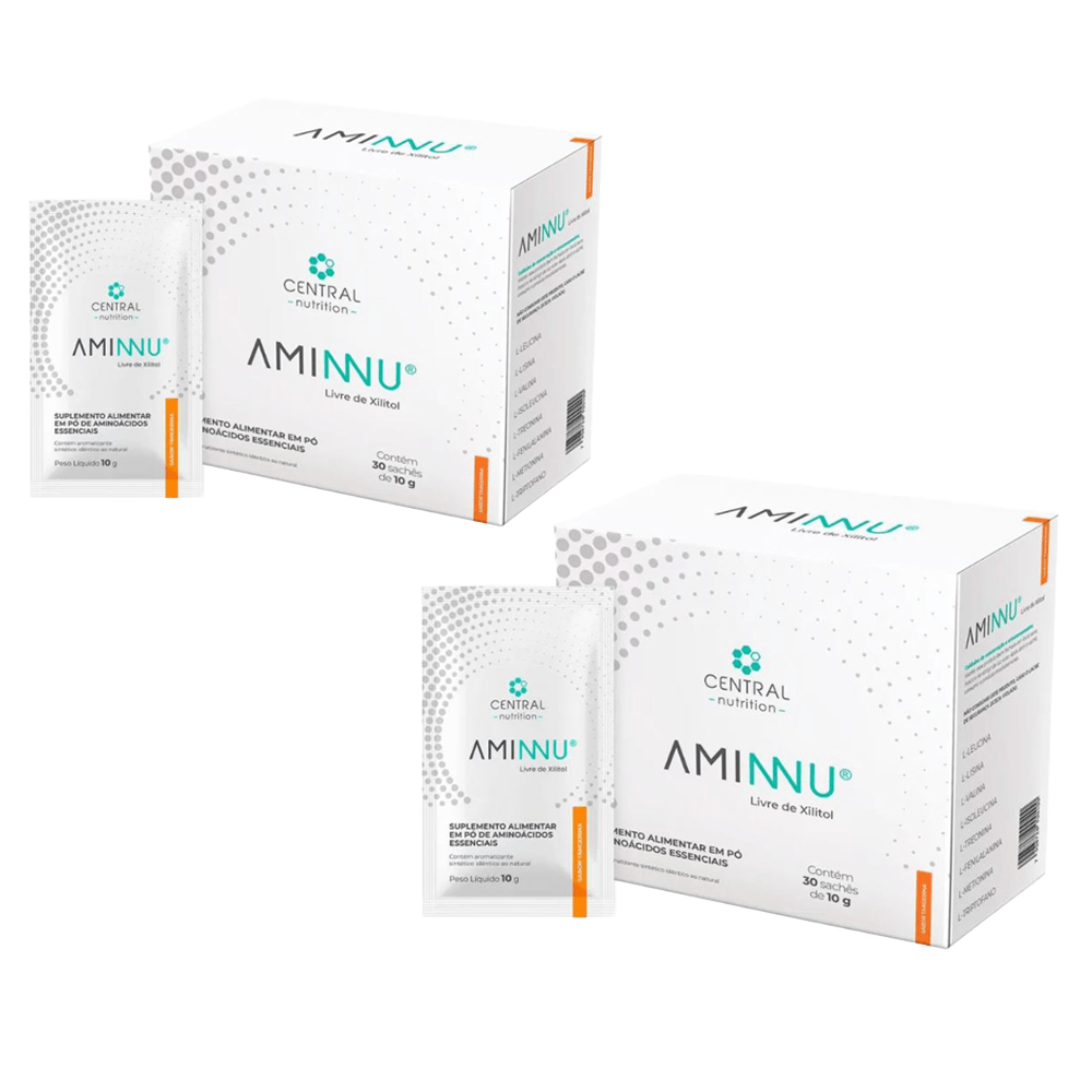 Kit 2 AMINNU® Sem Xilitol Tangerina 10g 60 Sachês