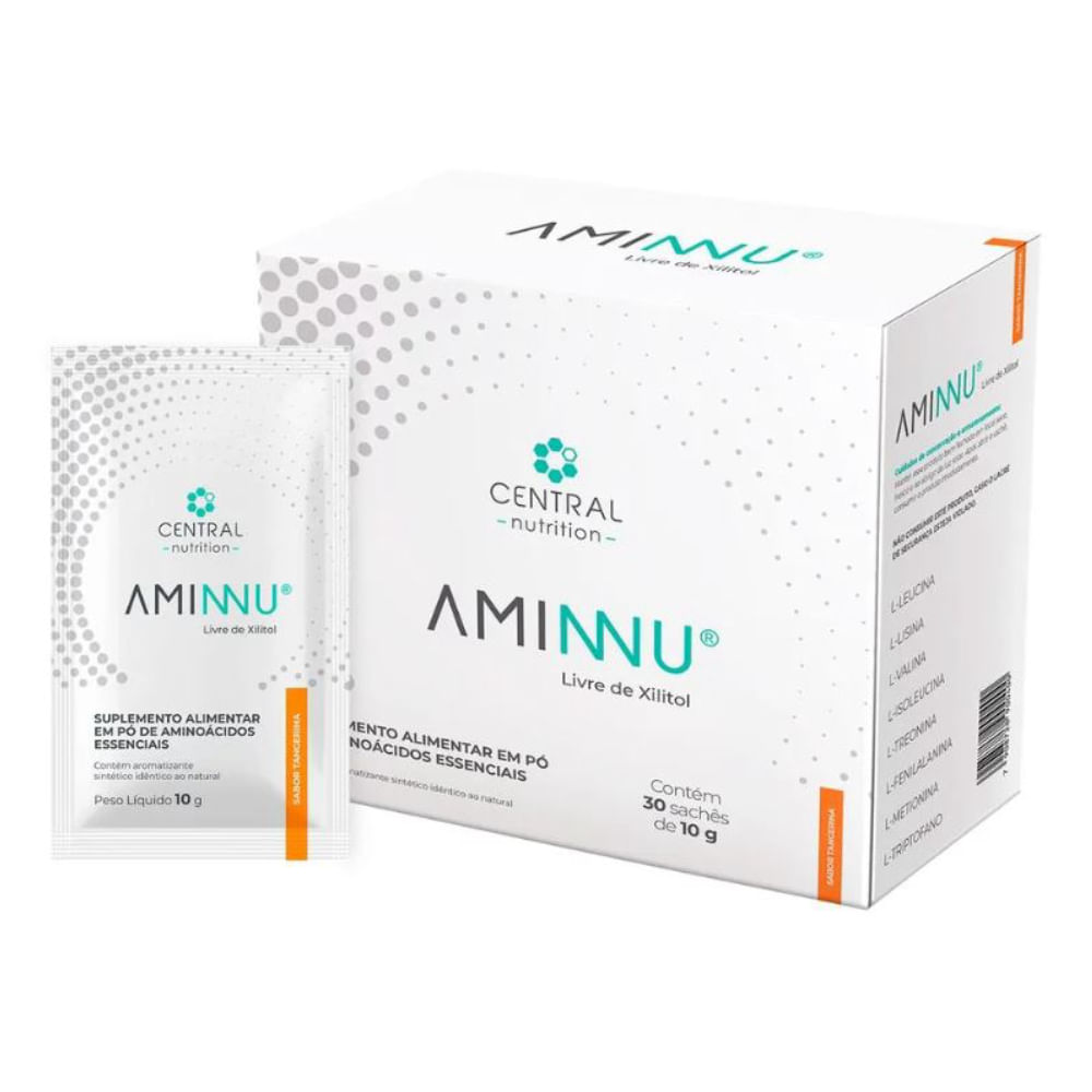 Kit 2 AMINNU® Sem Xilitol Tangerina 10g 60 Sachês