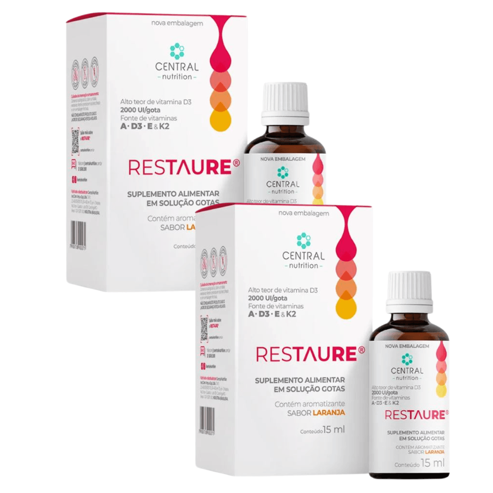 Kit 2 Restaure Vitamina A, D3, E e K2 Central Nutrition 15ml