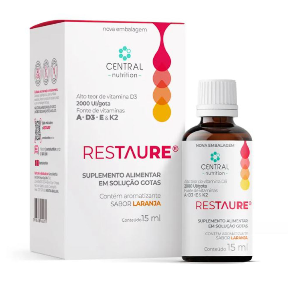 Kit 2 Restaure Vitamina A, D3, E e K2 Central Nutrition 15ml