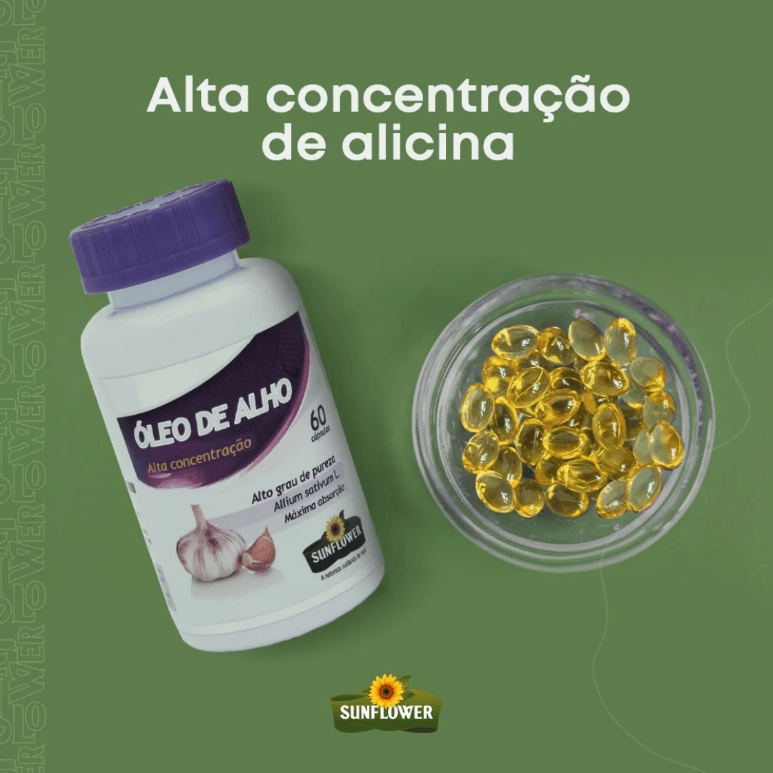 Óleo De Alho Desodorizado Sunflower 700mg 60 Cápsulas