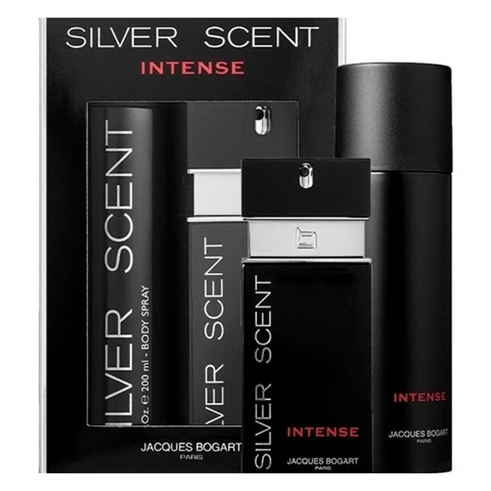 Kit Perfume Silver Scent Intense  Masculino 100ml + Body Spray Jaques Bogart 200ml