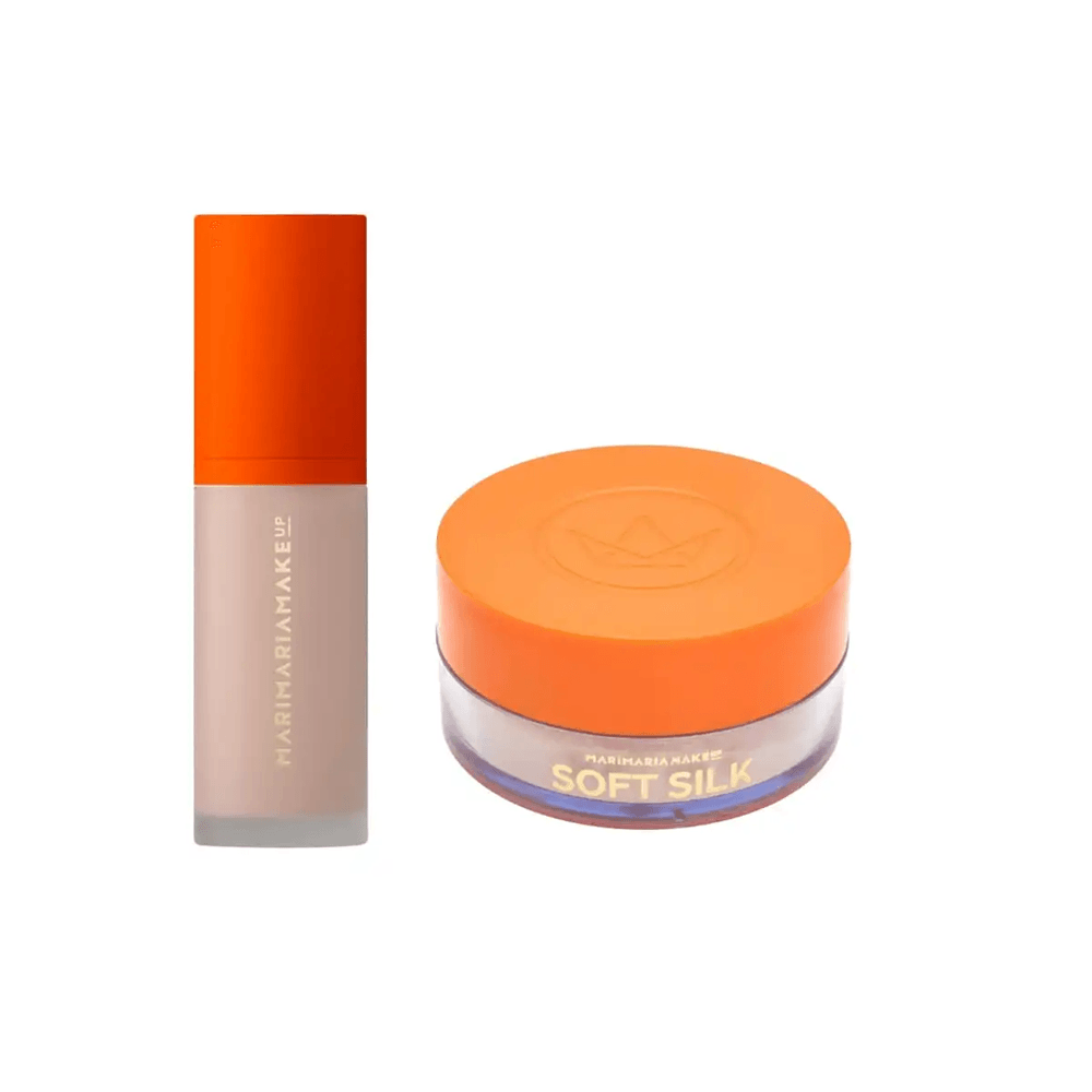 Kit Mari Maria Base Matte Velvetskin Bege Claro 2 + Pó Delicate
