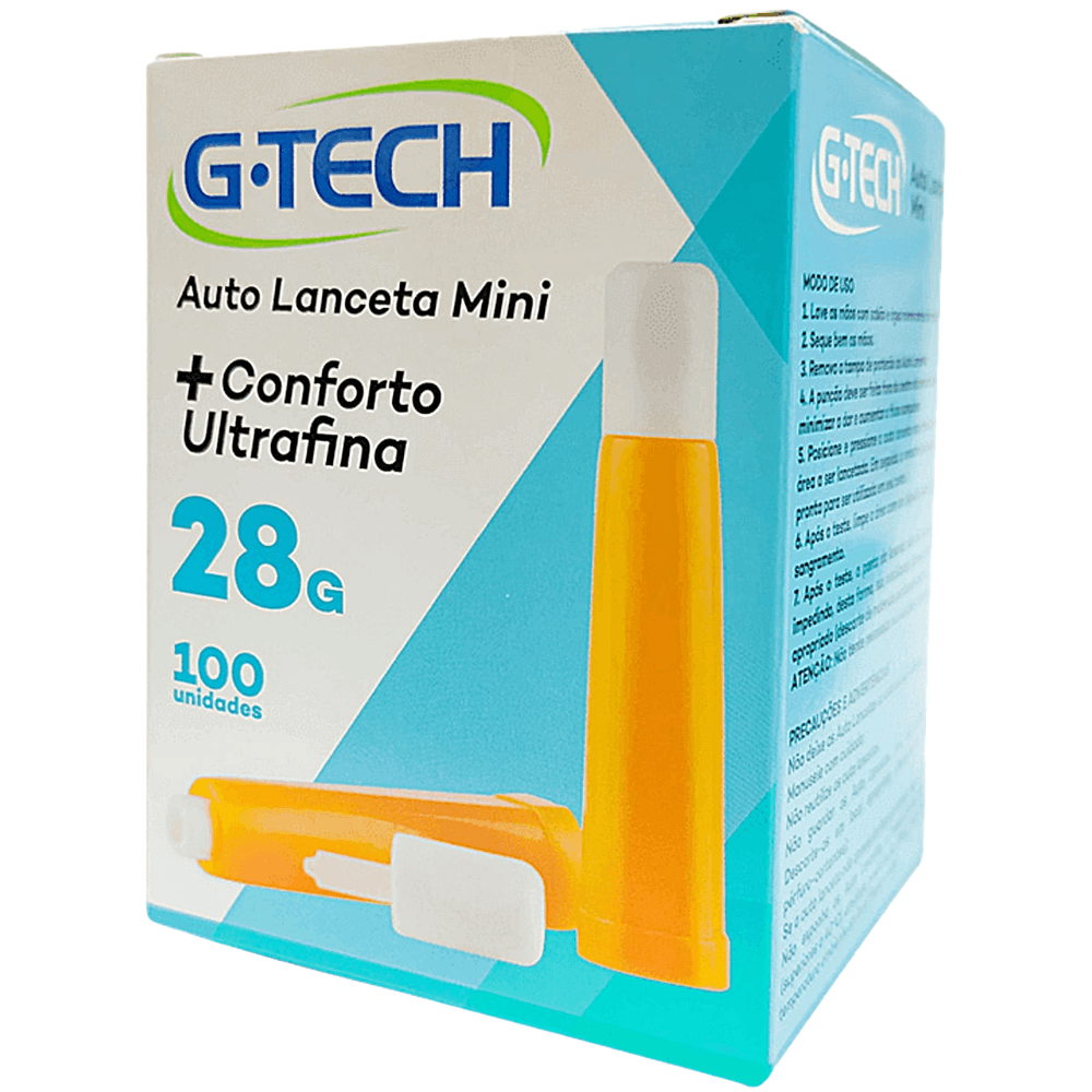 Auto Lanceta Mini Automática G-tech 28g 100 Unidades
